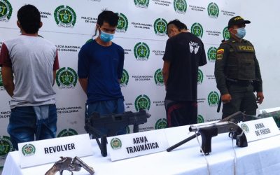 Capturados y armas de fuego incautadas en el barrio La Unión de Ibagué