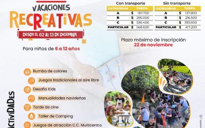 Últimos cupos para unas vacaciones recreativas