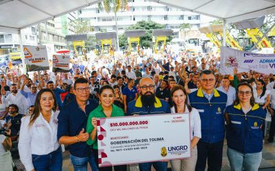 UNGRD entregó cheque a la Gobernación del Tolima