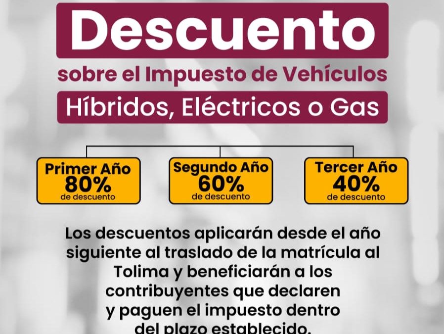 Entérate de los descuentos a vehículos híbridos en el Tolima