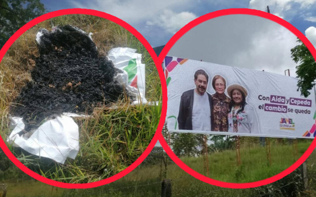 Incineran valla política de Iván Cepeda en Chaparral
