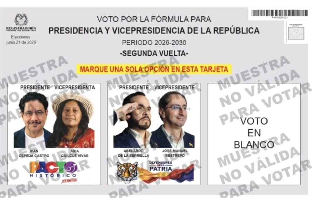 Listo el tarjetón para la segunda vuelta presidencial
